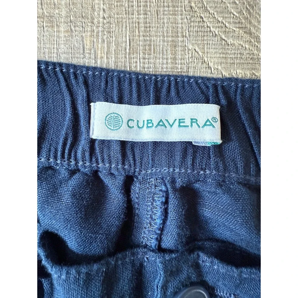 Cubavera Men's Navy Linen Blend Pants XLx32 Resort Wear Elastic Waist Drawstring